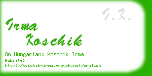 irma koschik business card